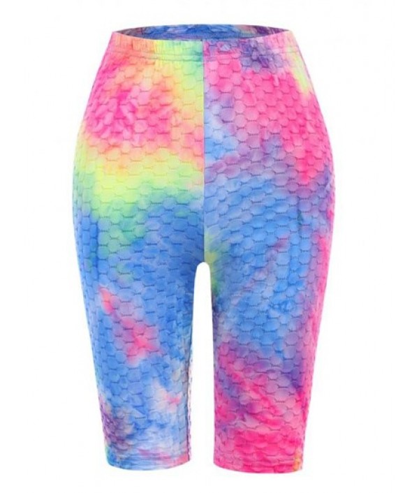 Tie Dye High Rise Textured Short Leggings