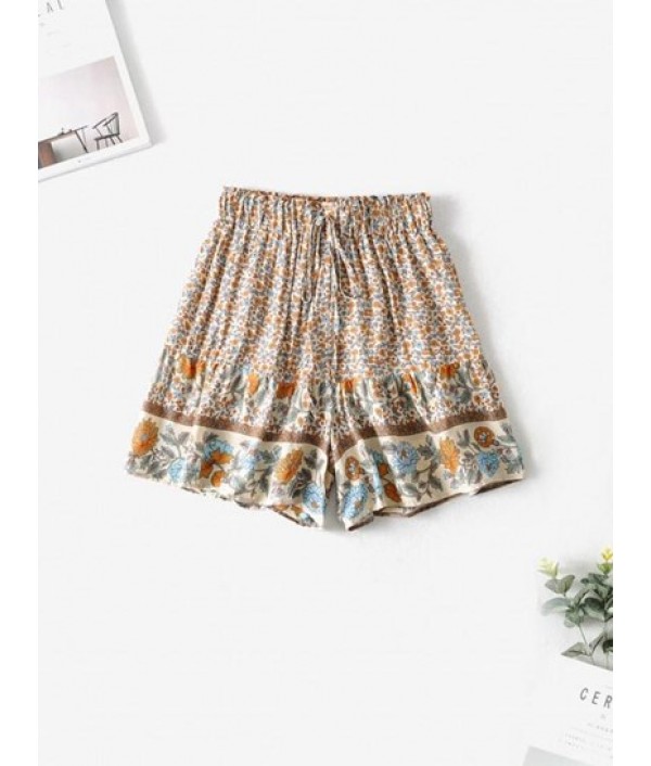 Ditsy Print High Waisted Loose Shorts