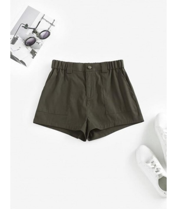 High Waisted Solid Pockets Shorts