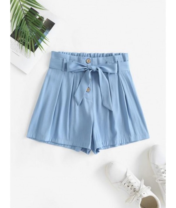 Belted Button Fly Paperbag Shorts