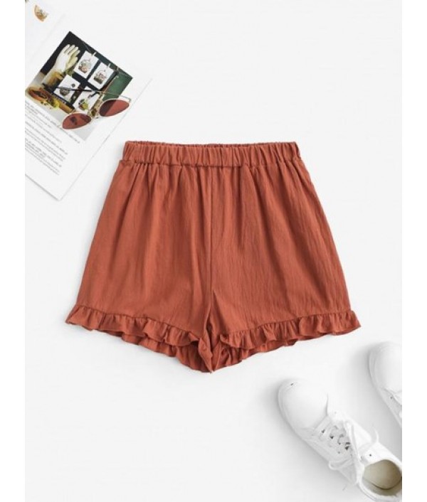 High Waisted Ruffle Loose Shorts