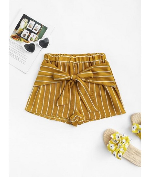 Striped Belted High Waisted Micro Shorts