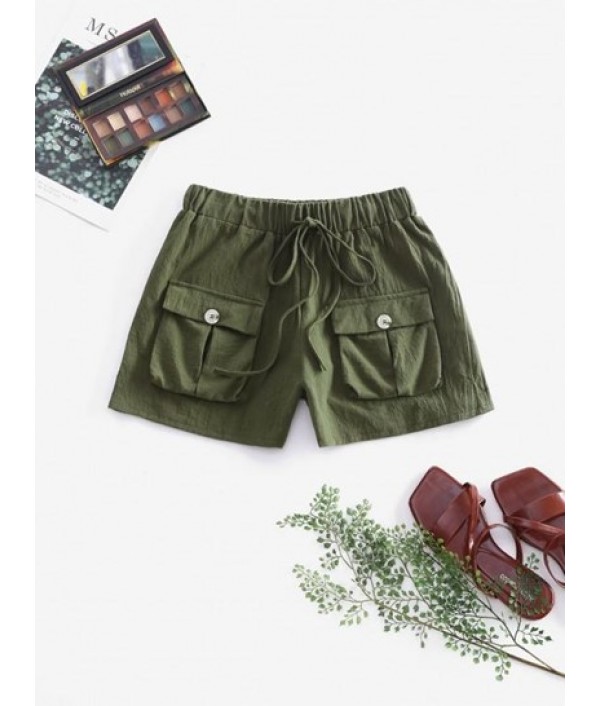 Drawstring High Waisted Cargo Shorts