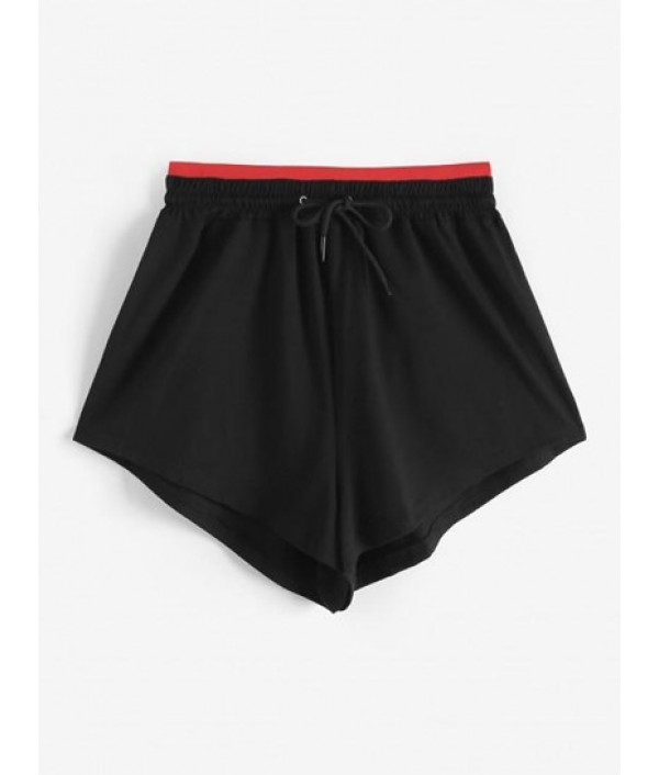 Drawstring Contrast Waistband Jersey Shorts