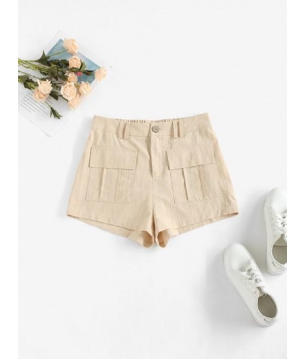 High Waisted Flap Pockets Carg...