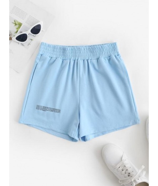 Pockets Paragraph Graphic Sweat Shorts