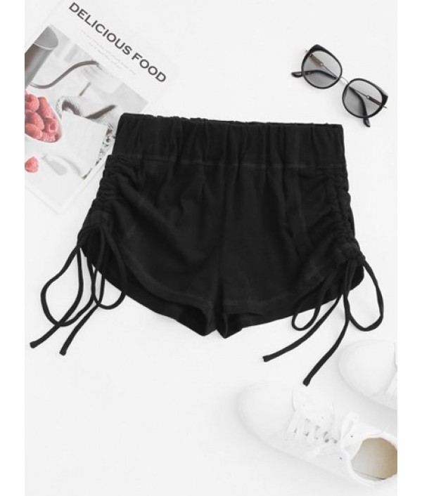 Topstitching Cinched Front Micro Shorts