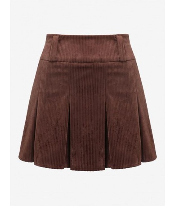 Corduroy Preppy Mini Pleated Skirt