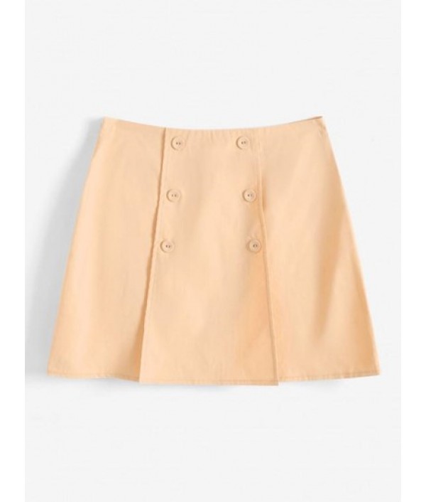 Mock Button Overlap Design Mini Skirt