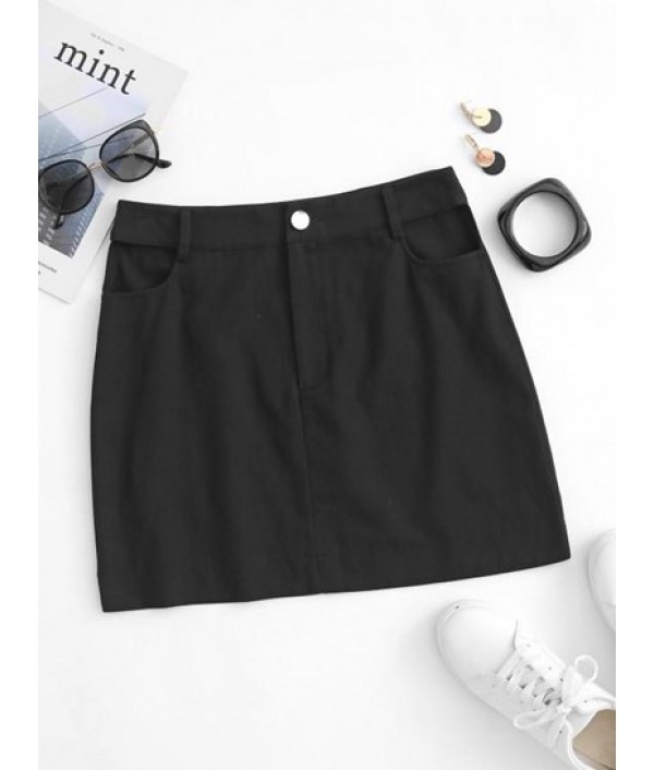 Cutout Zip Fly Short Skirt