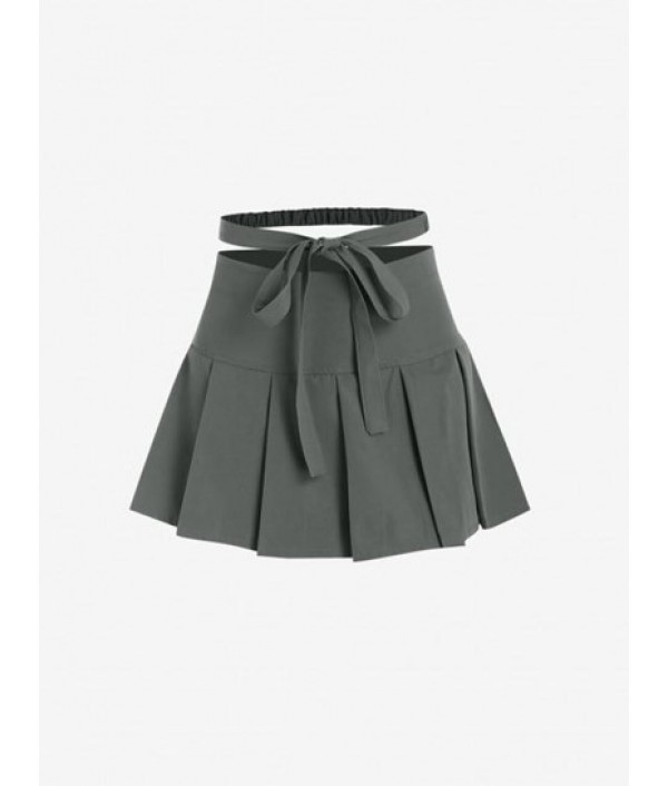 Belted Pleated Mini Skirt