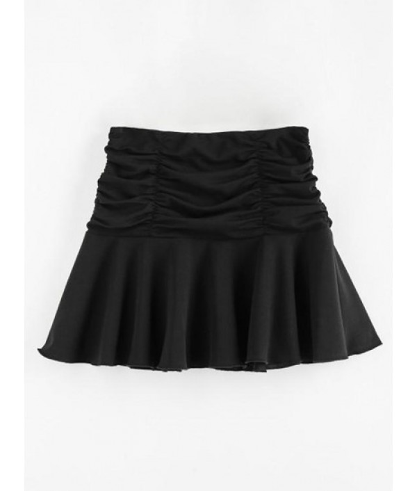 Ruched Mini Flared Skirt