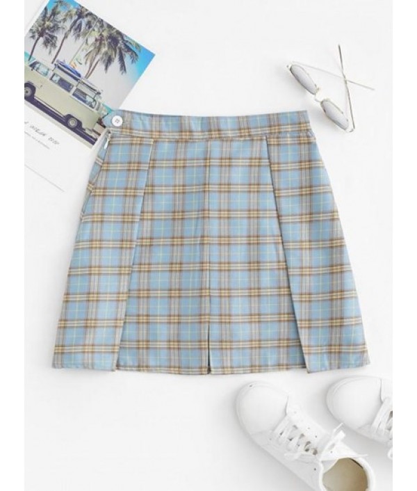 Plaid Pleated Mini Skirt With Shorts Und...