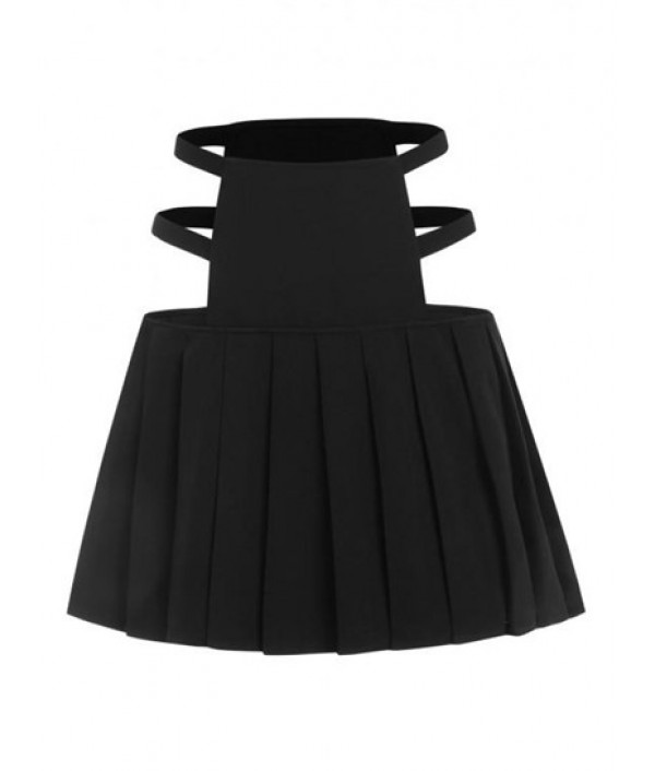 Cutout Pleated Mini Skirt