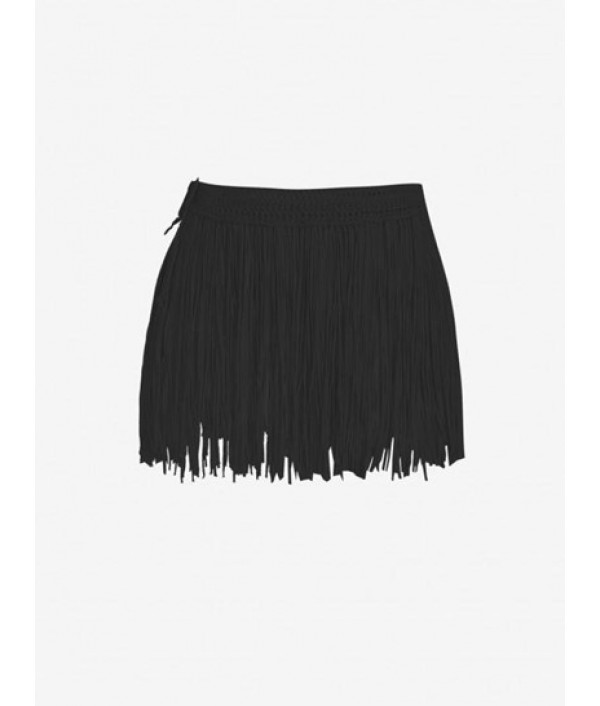 Lace Up Tassels Crochet Knit Micro Mini Skirt