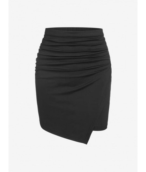 Overlap Ruched Draped Mini Skirt