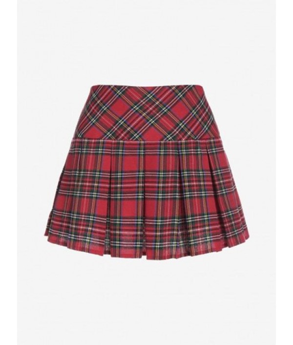 Plaid Pleated Mini Skirt