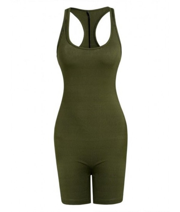 Ribbed Racerback Unitard Romper