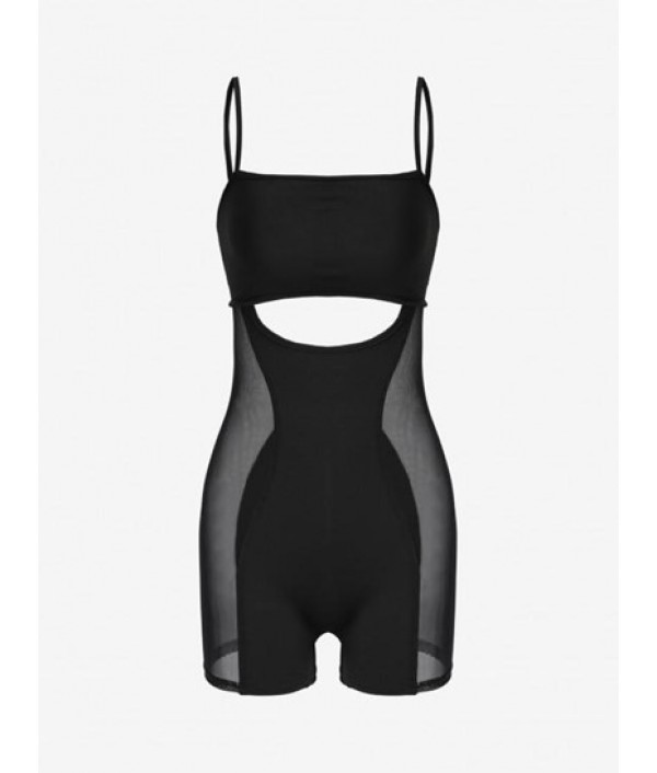 Mesh Insert Cut Out Unitard Romper