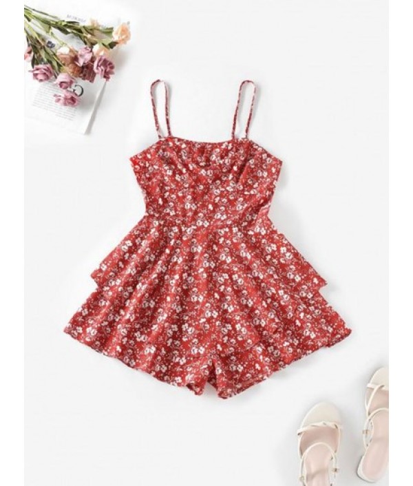 Ditsy Print Cami Layered Romper