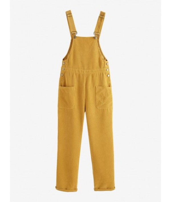 Pockets Corduroy Overalls Jumpsuit