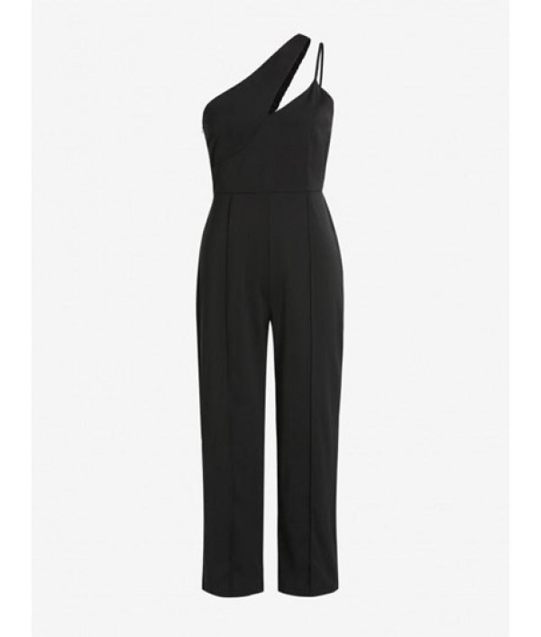 One Shoulder Pintuck Wide Leg Jumpsuit