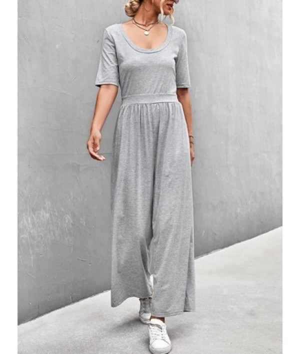 Scoop Neck Wide Leg Jumpsuit