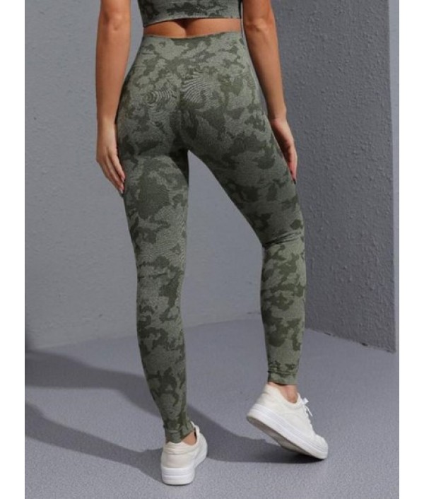 Seamless Camouflage Tiger Print Cropped Fitness Yoga Leggings