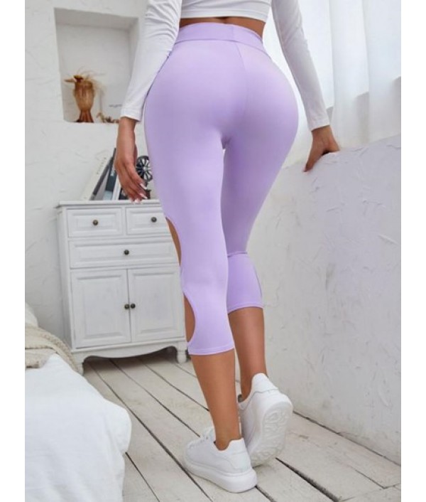 Cutout Side High Waisted Capri Leggings