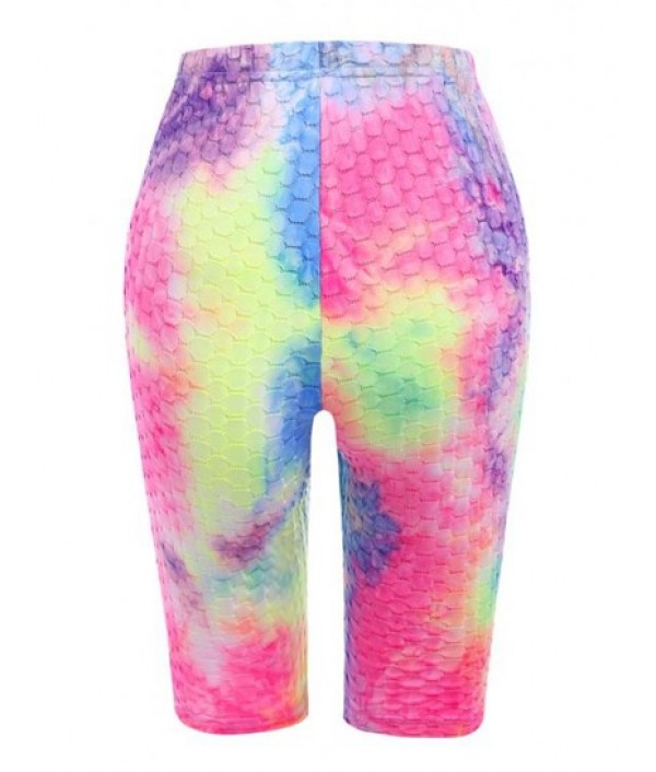 Tie Dye High Rise Textured Short Leggings