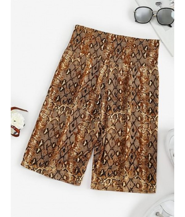 High Waisted Snake Print Short Leggings