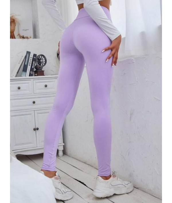 Solid Lace Up High Waisted Leggings