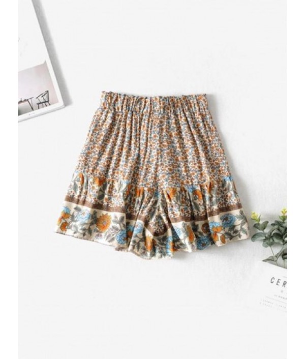 Ditsy Print High Waisted Loose Shorts