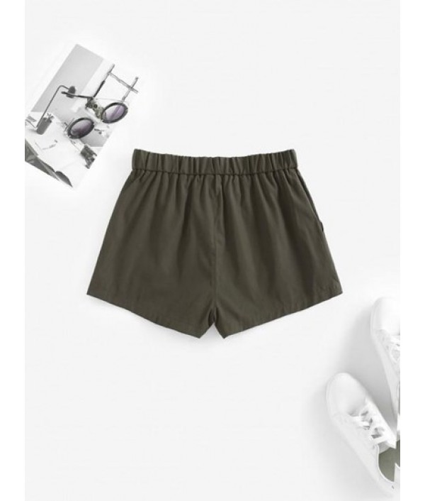 High Waisted Solid Pockets Shorts