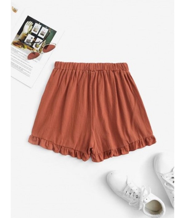 High Waisted Ruffle Loose Shorts