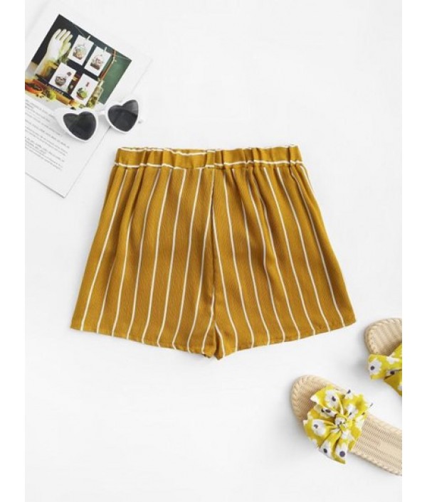 Striped Belted High Waisted Micro Shorts