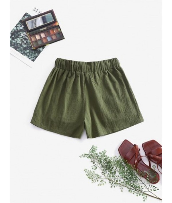 Drawstring High Waisted Cargo Shorts