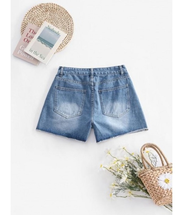 Slit Cut Off Denim Shorts