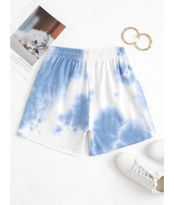 Tie Dye Print Raw Hem Shorts