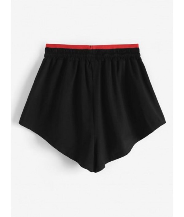 Drawstring Contrast Waistband Jersey Shorts