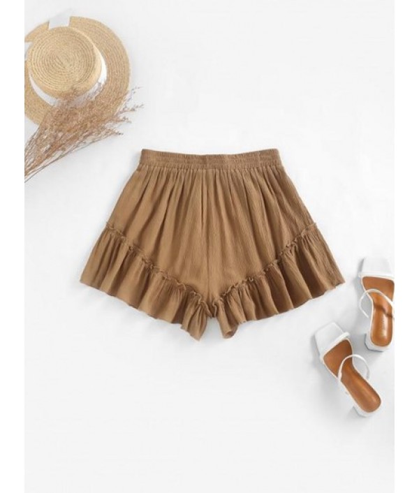 Frilled Tie Waist Pull On Shorts