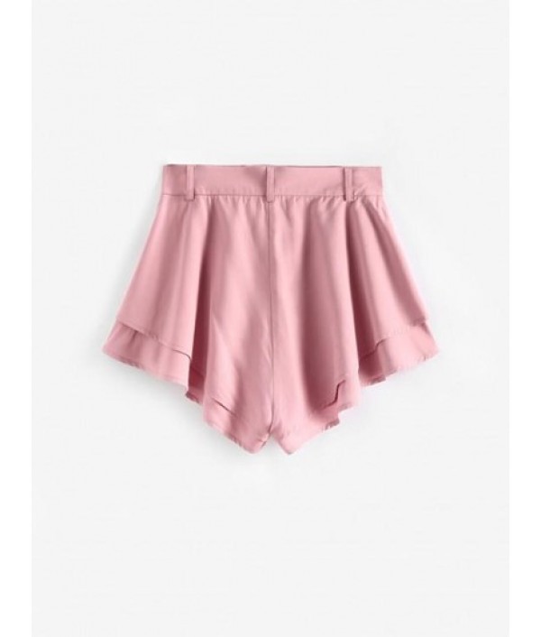 High Waisted Solid Layered Shorts