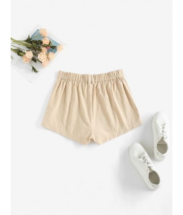 High Waisted Flap Pockets Cargo Shorts