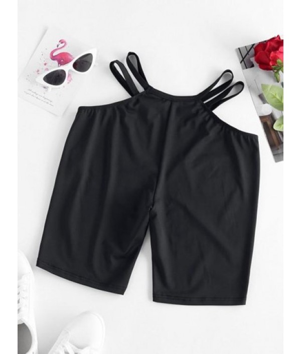 Solid Ladder Cutout Side Biker Shorts