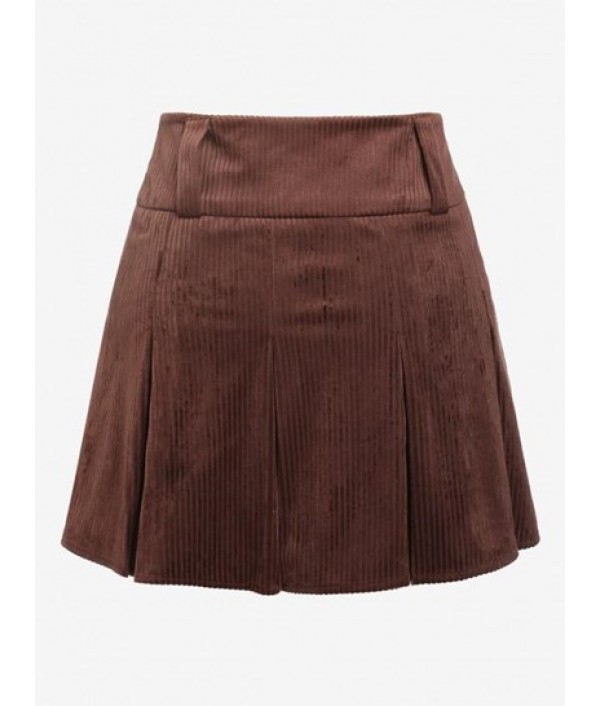 Corduroy Preppy Mini Pleated Skirt