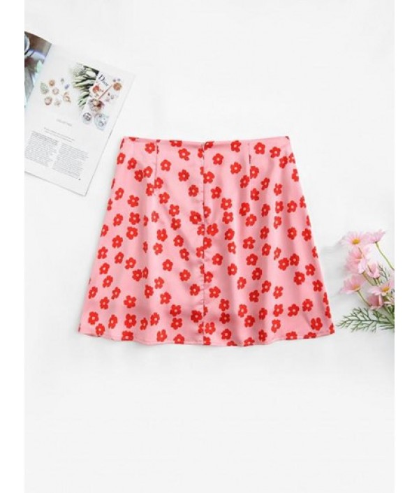 Flower Print Mini Skirt