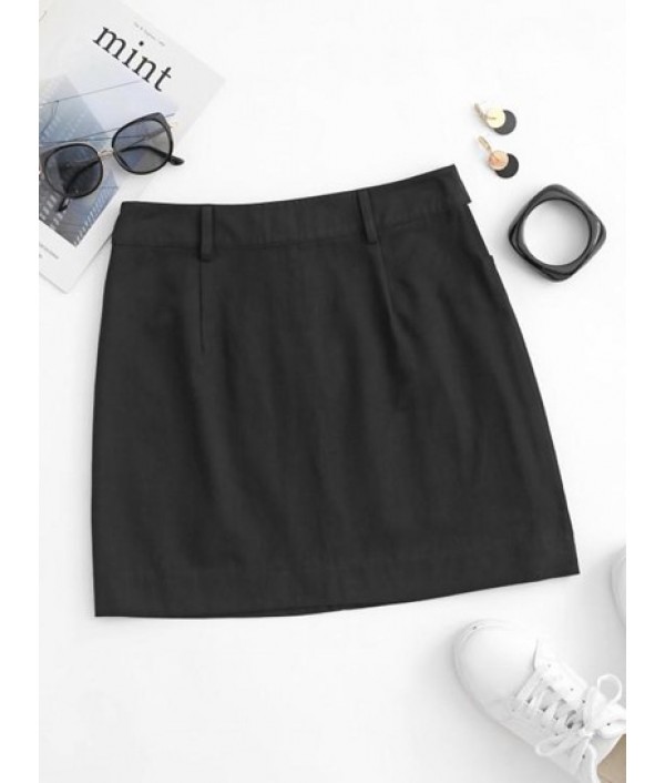 Cutout Zip Fly Short Skirt