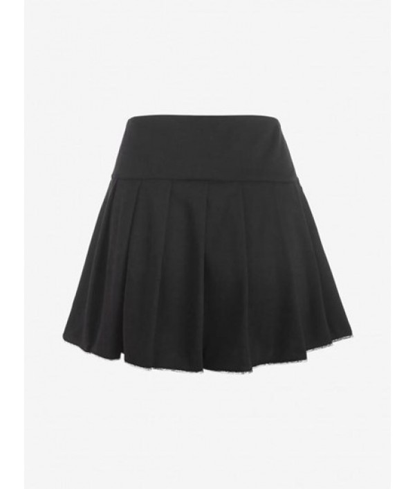 Frog Button Slit Contrast Binding Skater Skirt