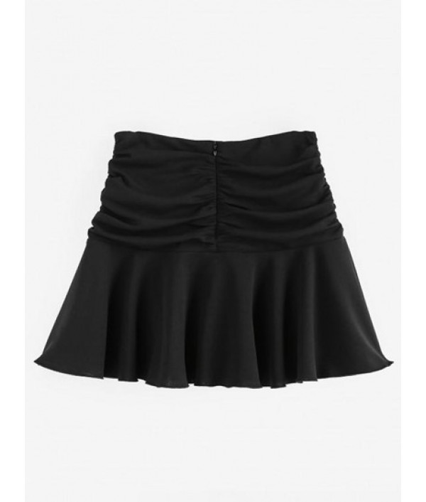 Ruched Mini Flared Skirt