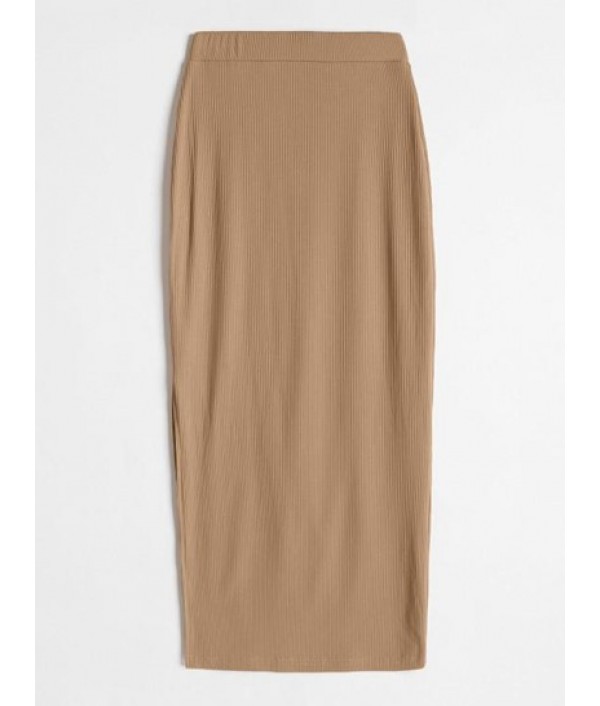 Ribbed Split Side Maxi Skirt